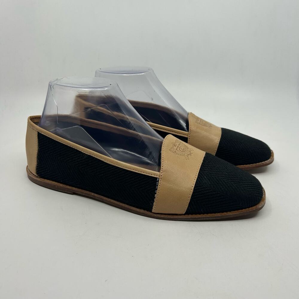 VTG Liz Claiborne Sport Loafer Shoes WMNS US 9 Black/Beige Slip On Round Toe